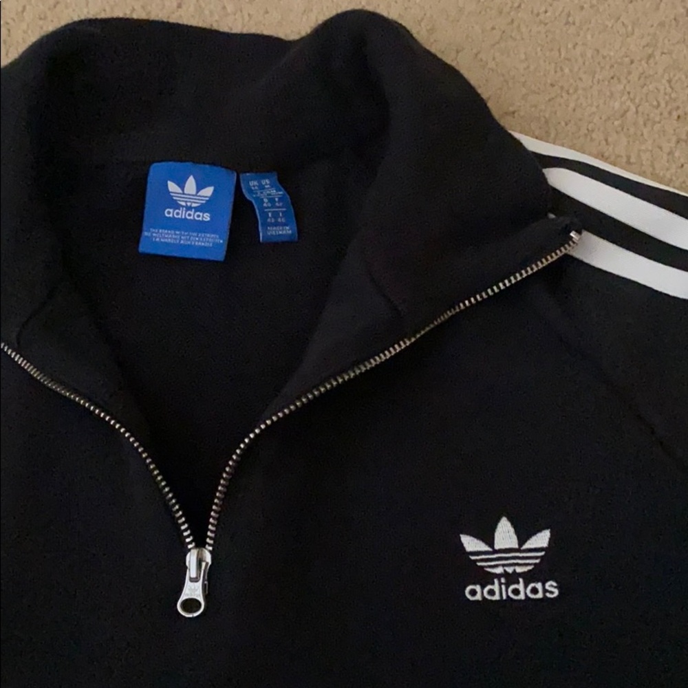 Adidas Half Zip Pullover Jacket Black Striped M - image 2